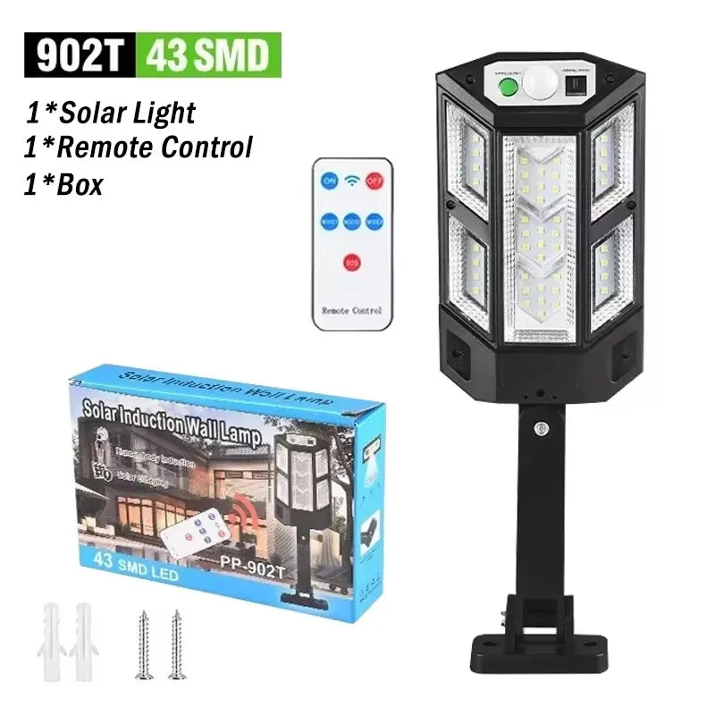 La plus récente lumière LED solaire 300000 LM lampe solaire extérieure de capteur de mouvement 4 modes étanche IP65 lumière solaire de jardin lanterne de cour de rue