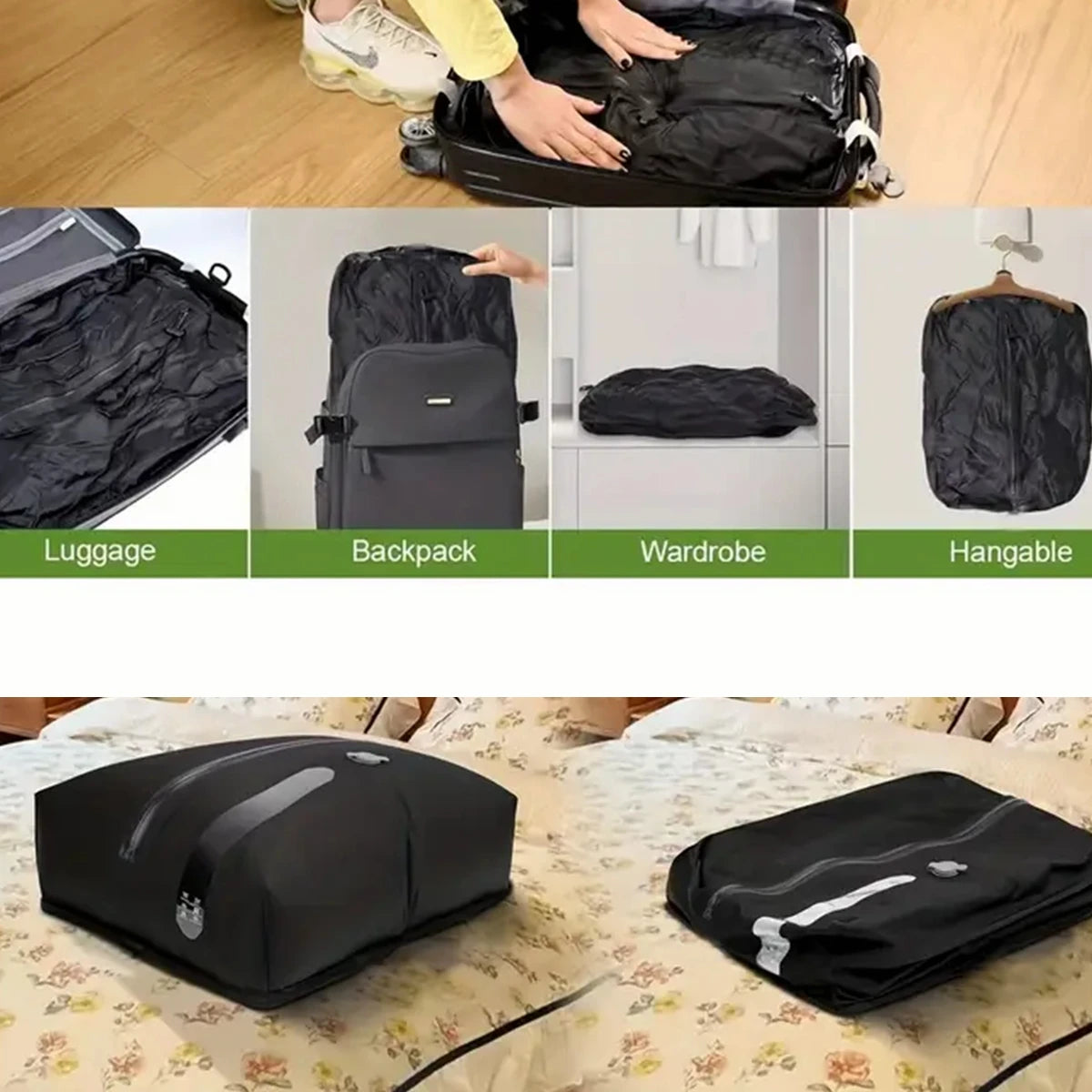 Sac de Compression sous vide, sac de rangement de bagages de voyage, sac de rangement de vêtements, sac d'air étanche pour sac à dos, sacs de cabine de Camping