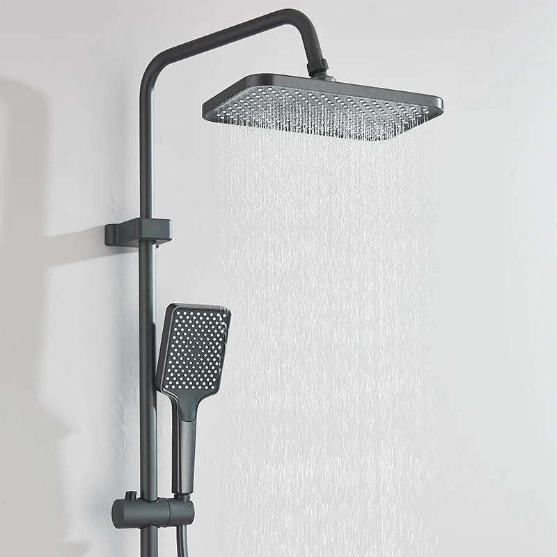 Rozin – ensemble de robinets de douche à affichage numérique intelligent noir, système de salle de bains à pluie de Style Piano, mitigeur numérique gris, douche de Bidet
