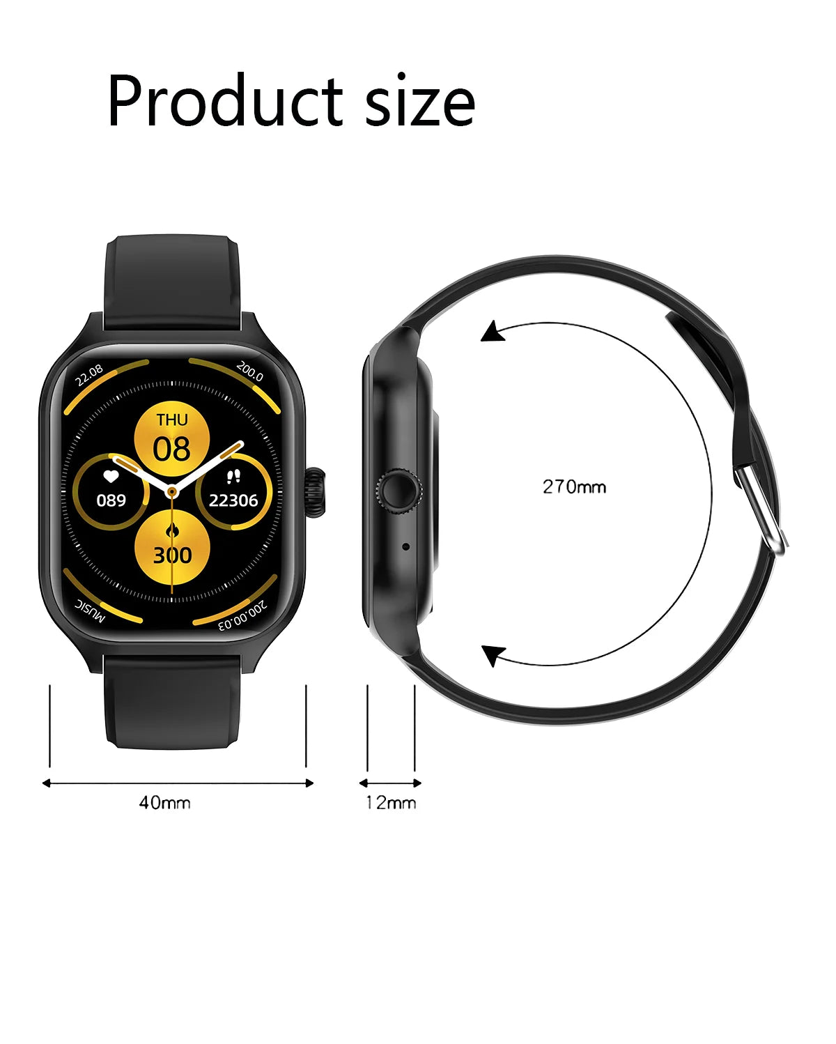 Montre connectée HOMEFISH C20, écran HD de 1.77 pouces, appel Bluetooth, alerte de message, mode sport, montre connectée pour hommes et femmes