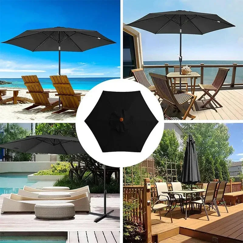 Parasol de jardin noir pour terrasse, piscine ou plage, idéal pour extérieur et balcon