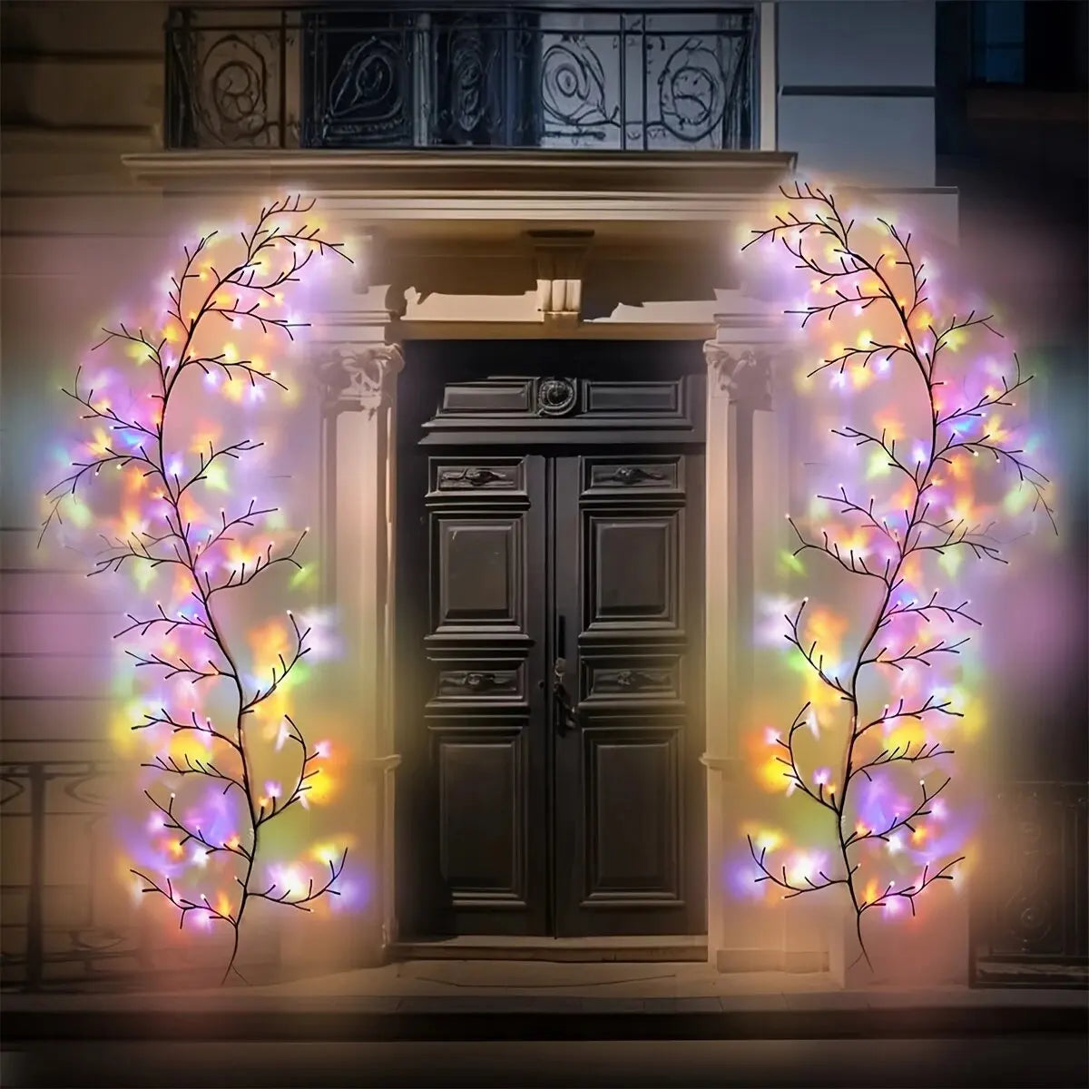 1PC 96LED s lumières de vigne de saule solaire, bricolage extérieur étanche chaîne lumières, lampes murales pour jardin, porche, magasin, terrasse, décor de voie
