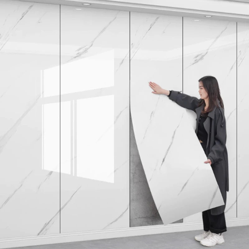 Papier peint auto-adhésif en mousse épaisse de marbre, 1 rouleau, Imitation de carrelage, autocollant mural imperméable pour salle de bains, décoration de salon