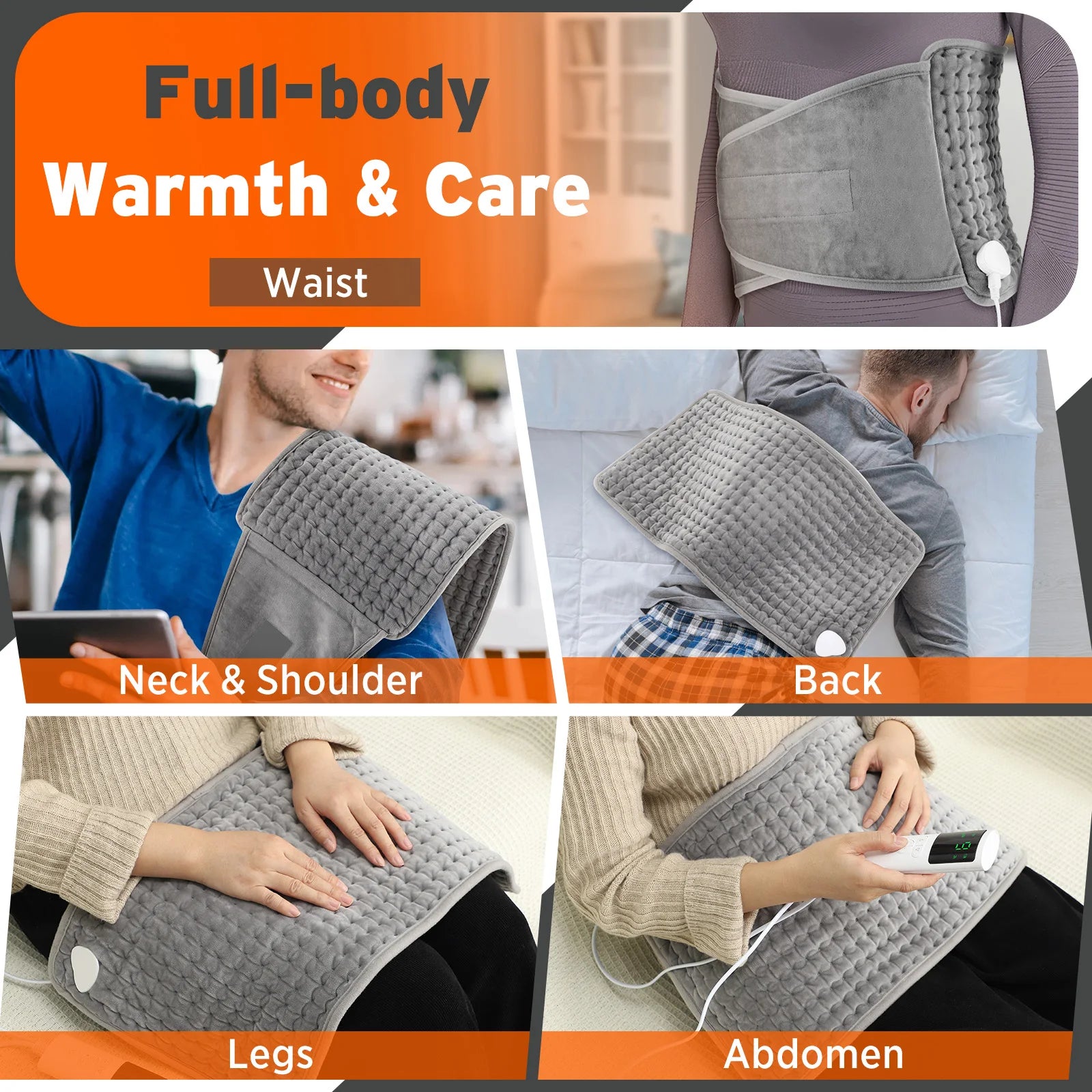 Couverture chauffante multi-usages pour dos, ventre, jambes, cou et taille - soin thermique corporel