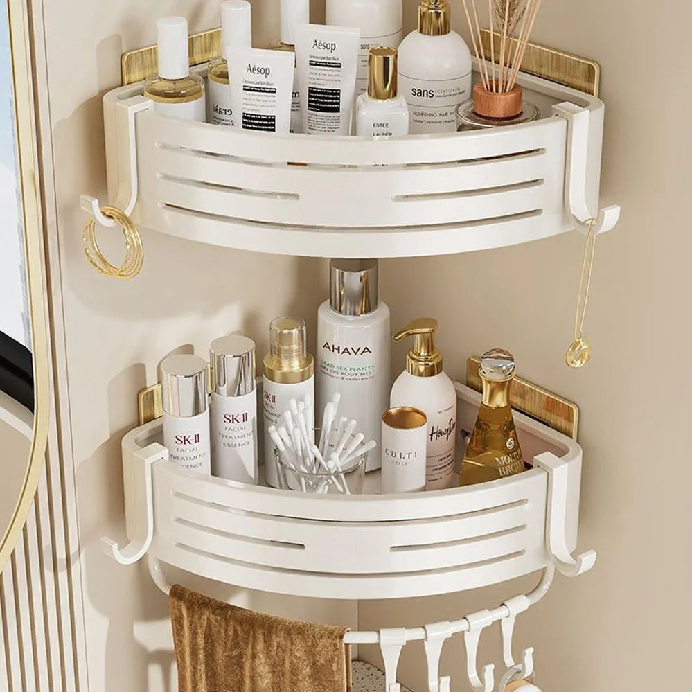 Étagère de rangement murale pour salle de bain, support d'angle mural pour salle de bain, organisateur de cuisine, étagère de rangement en aluminium blanc