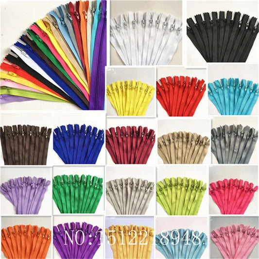 Fermetures éclair colorées en nylon, variété de teintes pour couture et bricolage