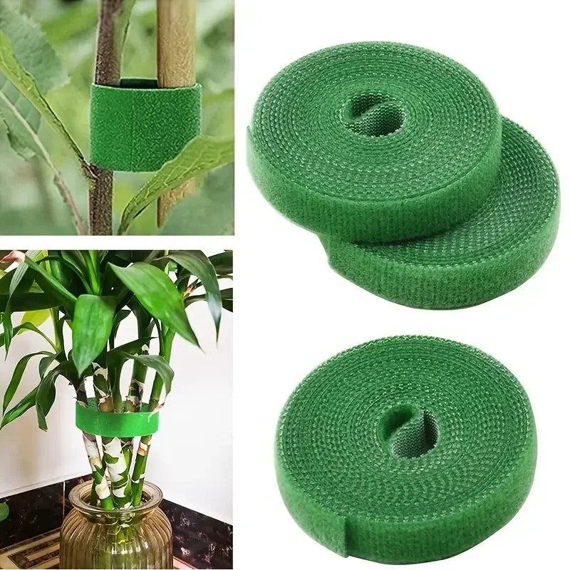 Attaches à crochet en Nylon réutilisables pour plantes, ruban de fixation vert pour enveloppe de canne en bambou, Support, accessoires de jardin et de maison, 1/2 pièces