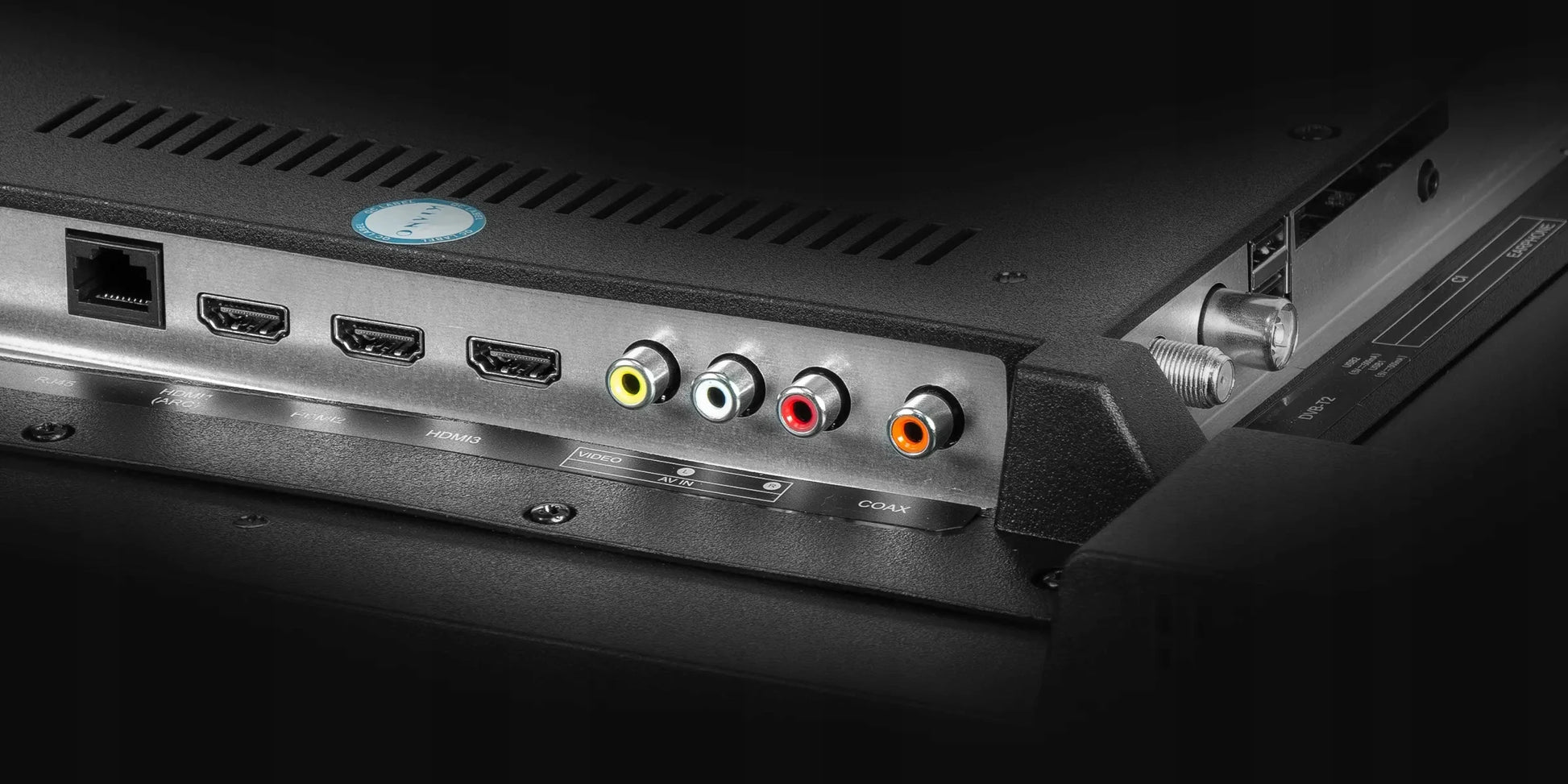Ports HDMI, AV et coaxial d'un téléviseur smart TV high-tech pour connexion facile