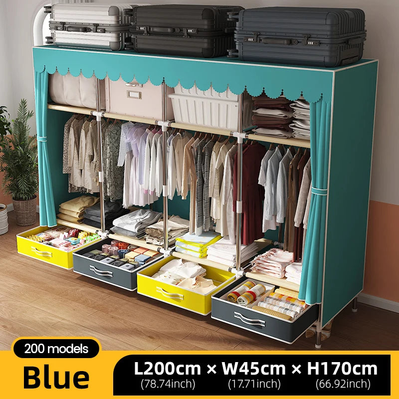 Grande armoire en tissu, organisateur de placard Portable, armoire de rangement multicouche anti-poussière pour salle de location ou chambre à coucher