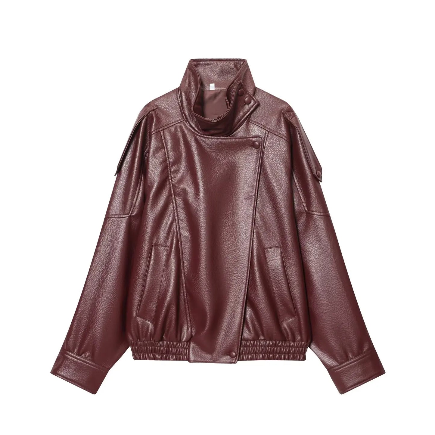 TFMLN – vestes Chic en Faux cuir noir pour femme, manteaux surdimensionnés élastiques à manches longues avec boutons, mode automne hiver 2025