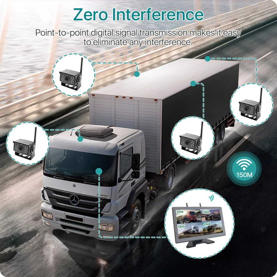 GreenYi 10 pouces AHD numérique sans fil écran tactile DVR enregistrement caméra IR WiFi 4CH moniteur de voiture pour camion/remorque/Bus/RV/SUV