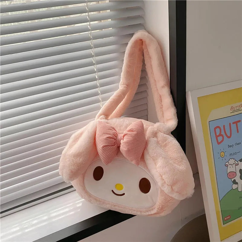Sanrio mignon doux polyvalent grande capacité en peluche sac à bandoulière femme nouveau Kulomi sac à main dessin animé sac en peluche sac de messager