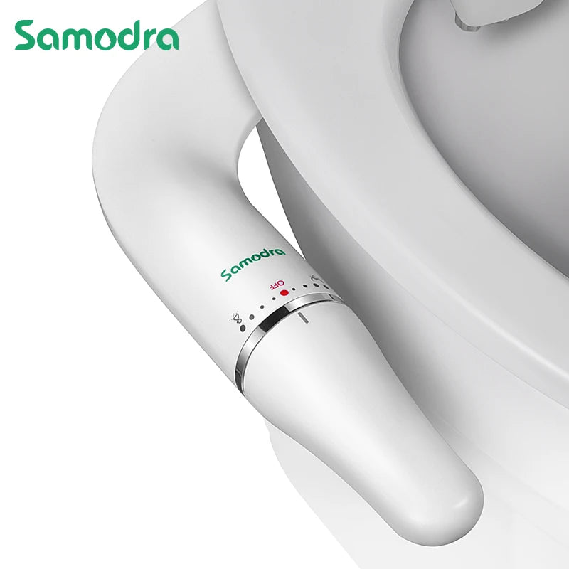 SAMODRA Bidet de toilette Ultra-mince, fixation de siège de toilette avec entrée en laiton, pression d'eau réglable, salle de bain, douche hygiénique