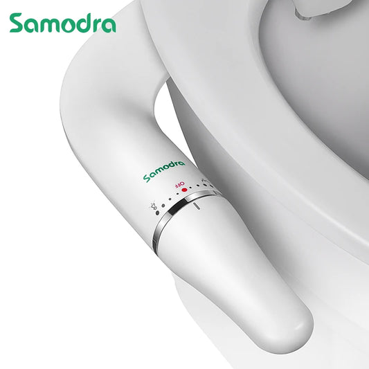 SAMODRA Bidet de toilette Ultra-mince, fixation de siège de toilette avec entrée en laiton, pression d'eau réglable, salle de bain, douche hygiénique