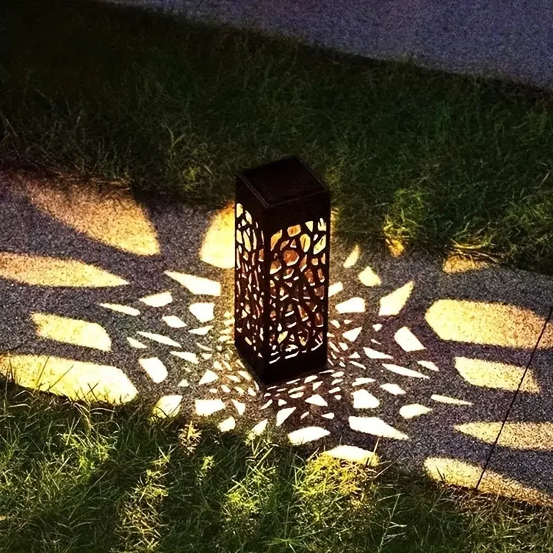 6 pièces LED à énergie solaire piquet de jardin lumières lampes de pelouse creuses décoratives, éclairage paysager extérieur étanche 400 mah