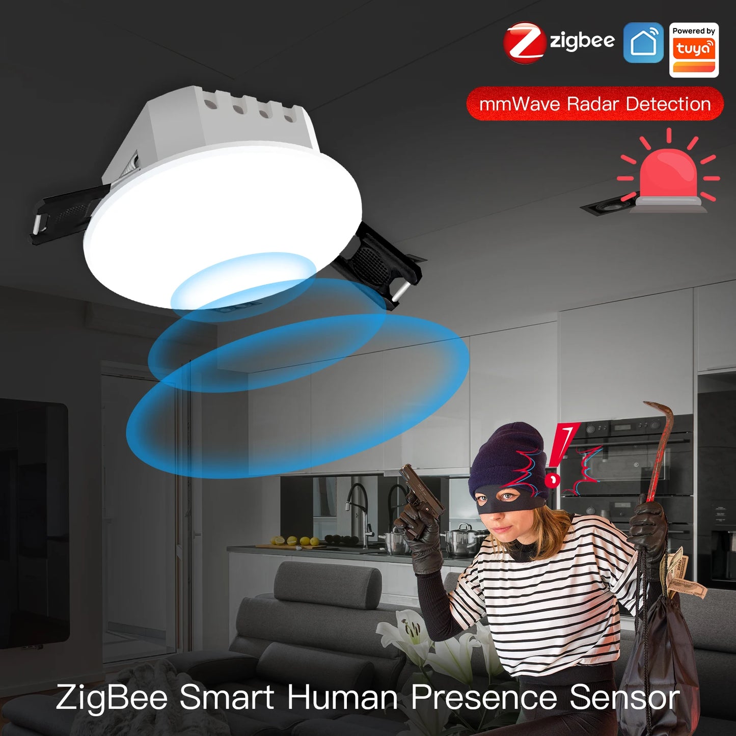 Tuya – détecteur intelligent de présence humaine ZigBee/WiFi, capteur de détection Radar, fonction photométrique 2 en 1, Hub PIR de plafond Smart Life