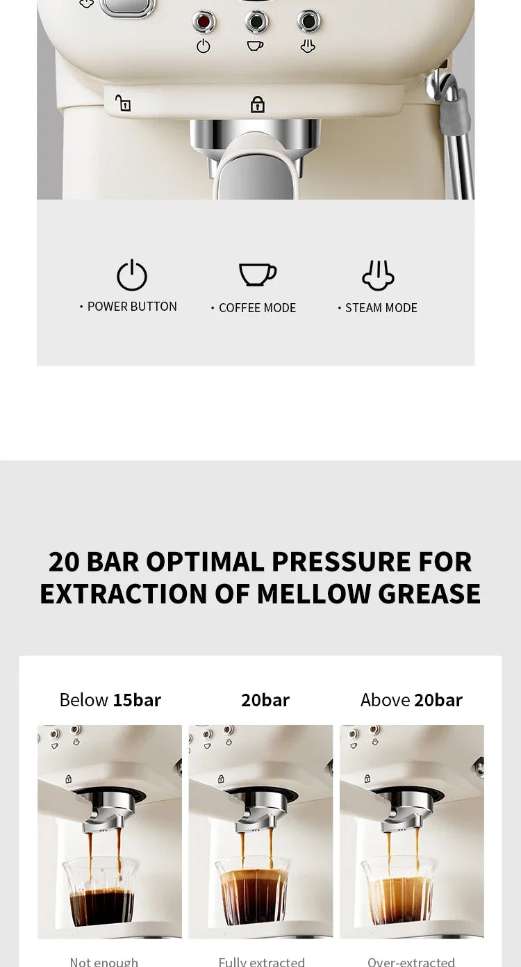 Machine à café expresso italienne 220V, en acier inoxydable, semi-automatique, mousseur à lait Commercial, pour le bureau