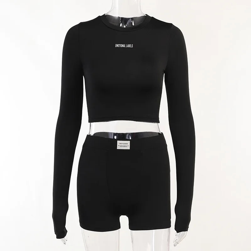 Short à manches courtes et col rond pour femme, ensemble sportif polyvalent, mode européenne et américaine, printemps et été, 3/4, 2 pièces