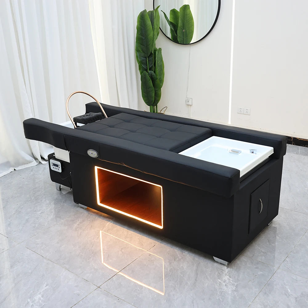 Lit de lavage de cheveux XinSheng pour salon de coiffure, table de massage thaïlandaise, mobilier commercial pour barbier avec bassin de bain de pieds