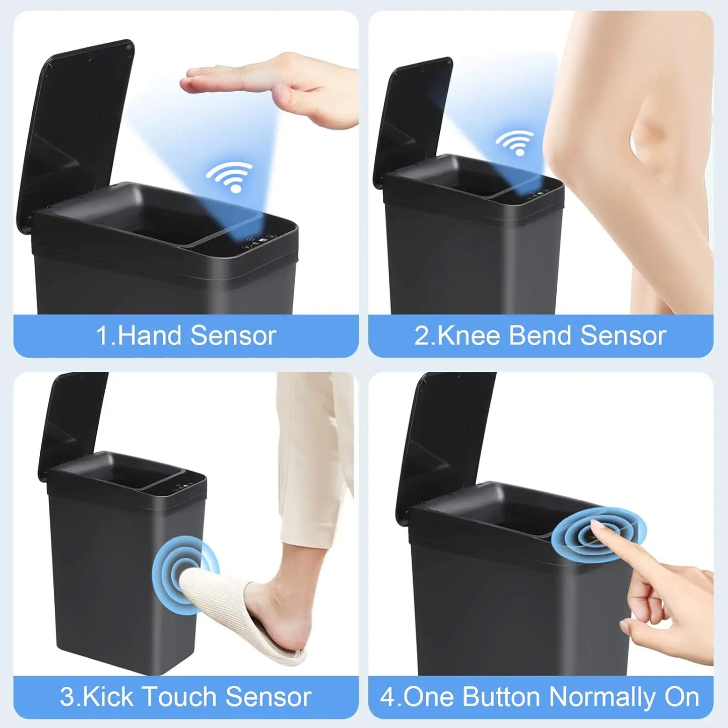 ONEKA poubelle mince automatique pour espace de salle de bain poubelle activée par capteur de mouvement avec couvercle couche poubelle intelligente cuisine bureau