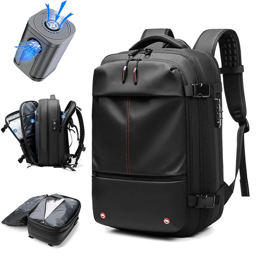 Sac à dos à compression sous vide pour ordinateur portable, sac à dos de voyage pour hommes, grande capacité, sac à dos scolaire, expansion, extérieur, SR, 17 pouces