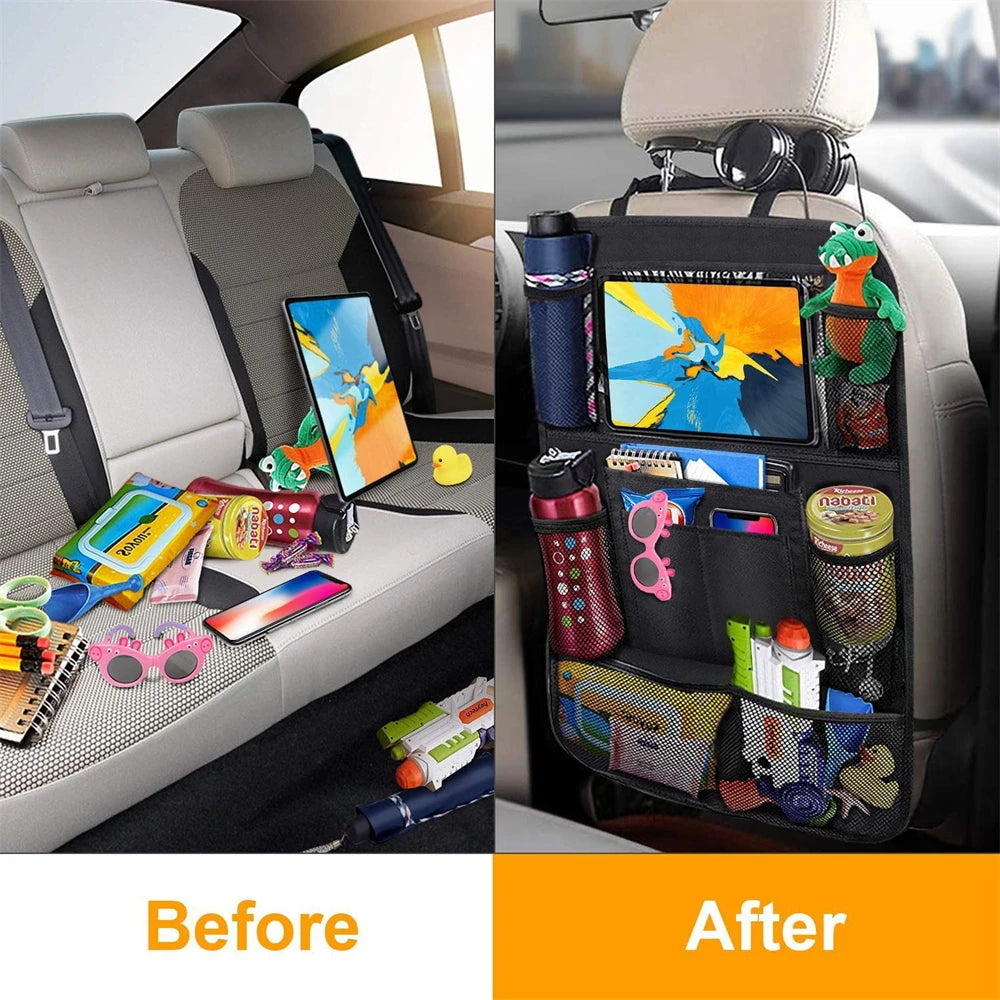 Support de tablette à écran tactile pour siège arrière de voiture, pocommuniste de rangement automatiques, housse de siège arrière, protecteurs de siège arrière pour voyage, voyage pour enfants