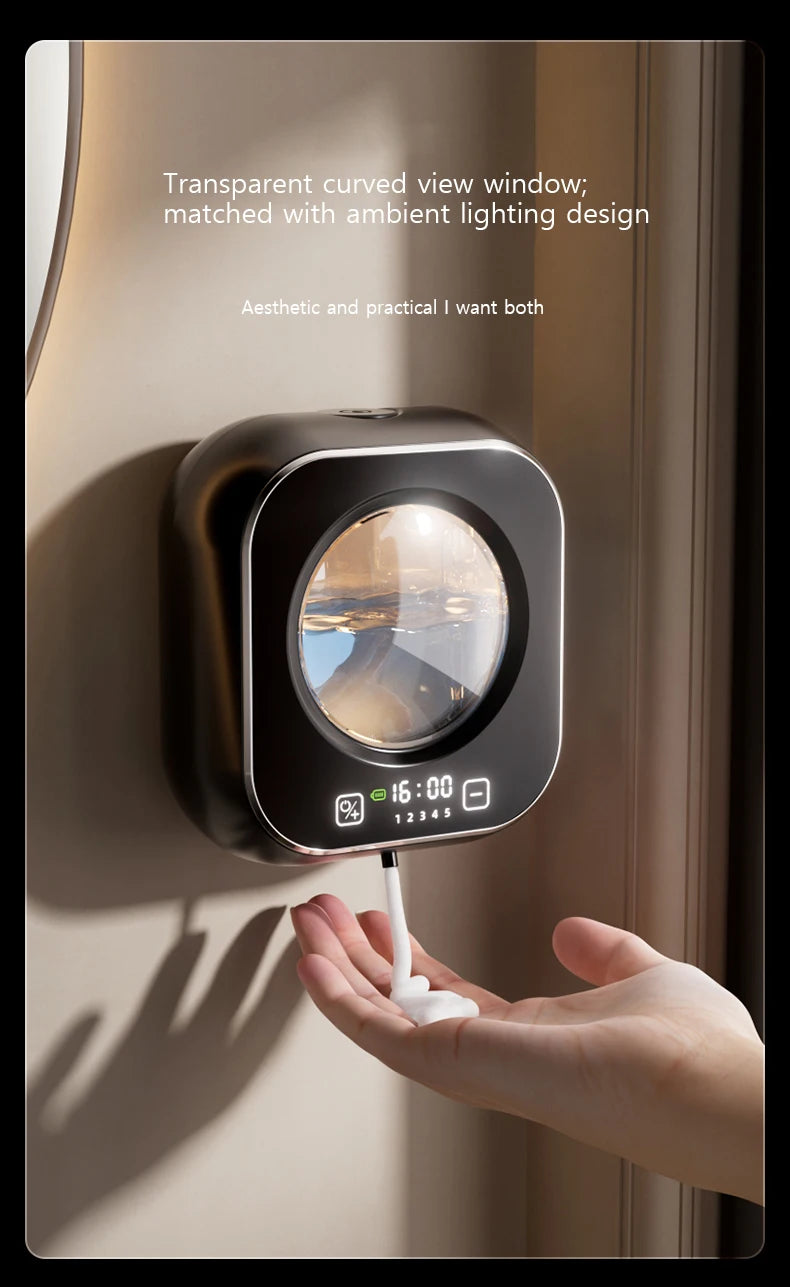 Distributeur de savon automatique mural, grande capacité, capteur Rechargeable sans contact, cuisine avec nettoyage intelligent LED