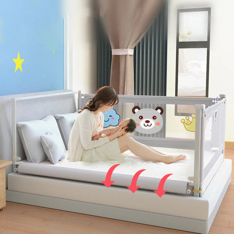 Barrière de lit pour bébé avec motifs animaux, sécurité enfant, lit parent-enfant, chambre douce