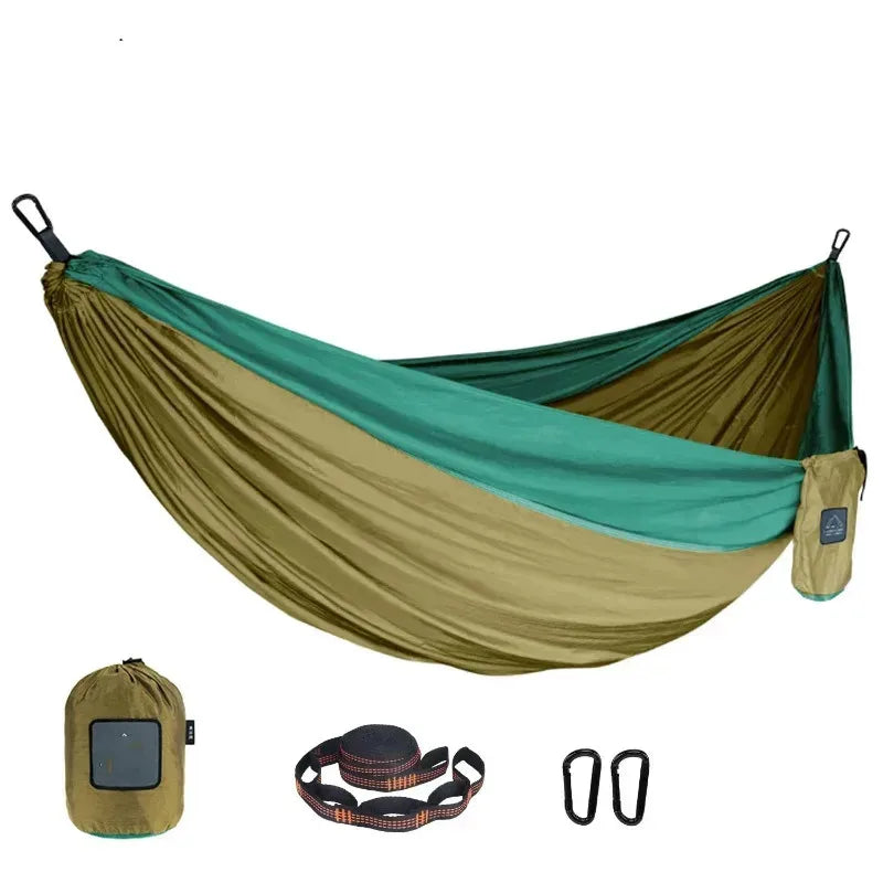 Hamac de camping individuel d'extérieur, en tissu parachute de nylon coloré, lit suspendu portable haute résistance