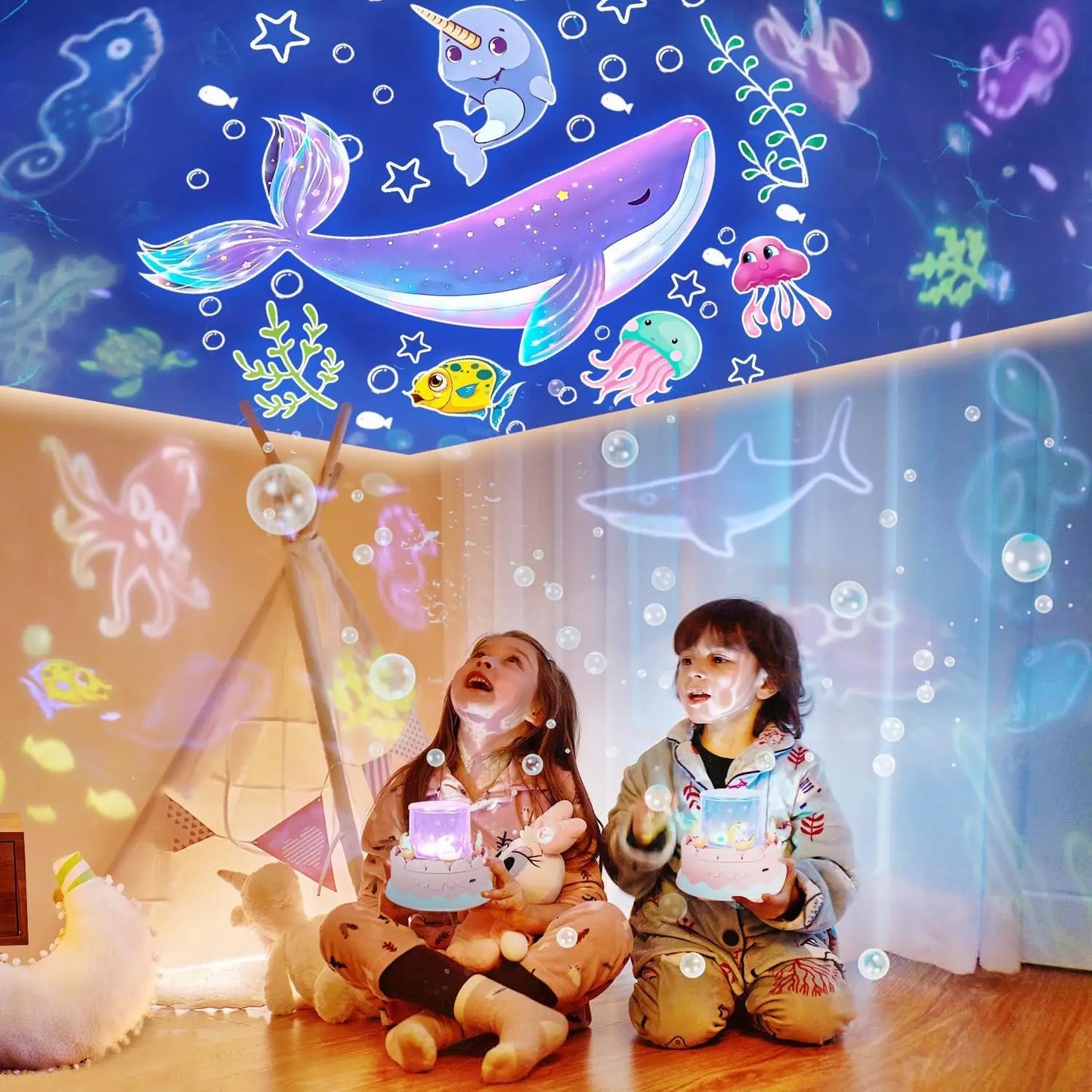 Projecteur de ciel étoilé Galaxy 21 en 1 pour enfants, rotation à 360 °, minuterie, lampe, anniversaire, cadeaux de Noël, décor