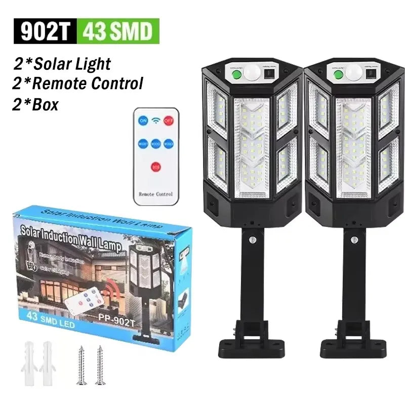 La plus récente lumière LED solaire 300000 LM lampe solaire extérieure de capteur de mouvement 4 modes étanche IP65 lumière solaire de jardin lanterne de cour de rue