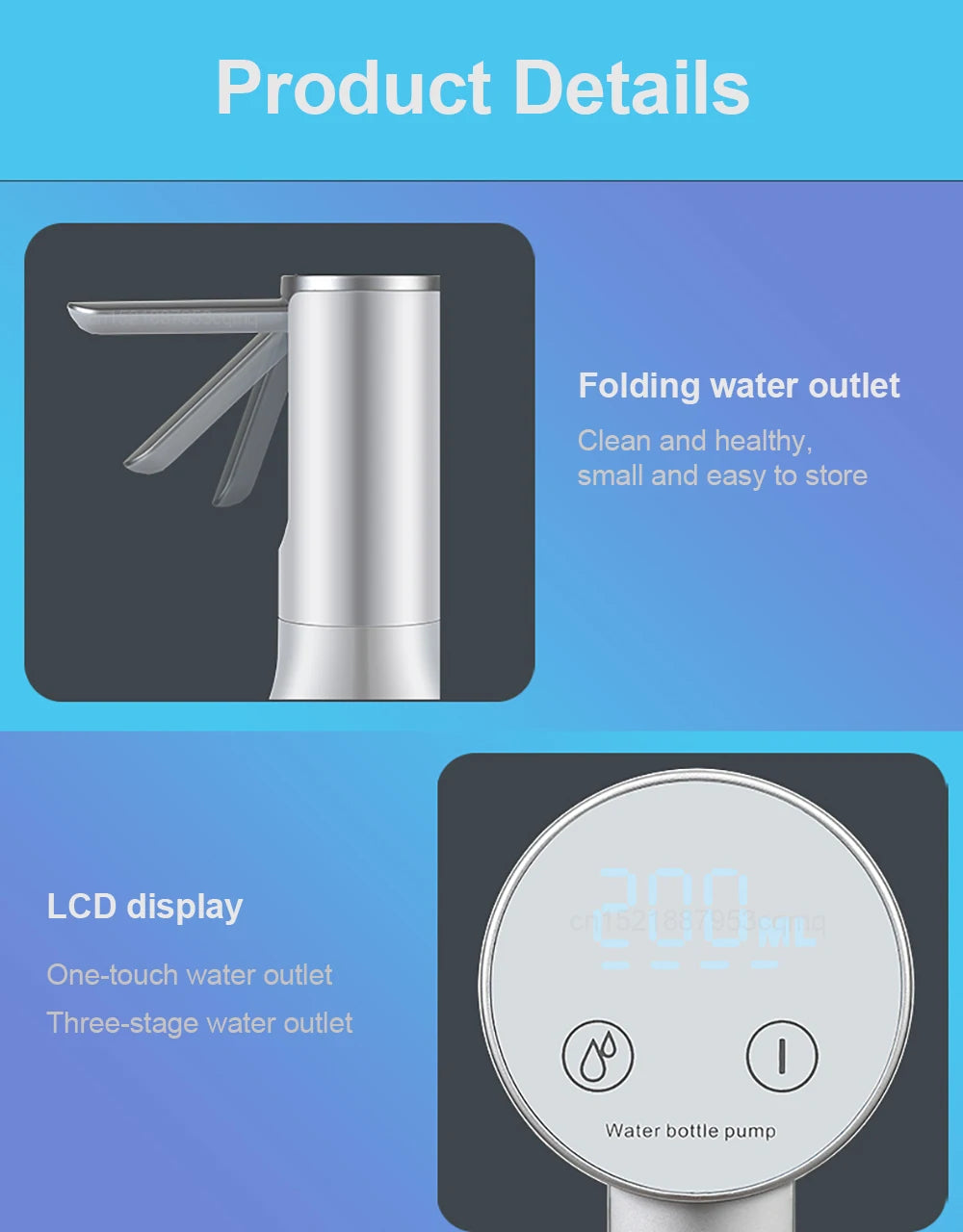 Pompe à eau électrique intelligente, pompe à eau automatique, distributeur d'eau potable aste, bouteille pliable, bureau, 19 litres