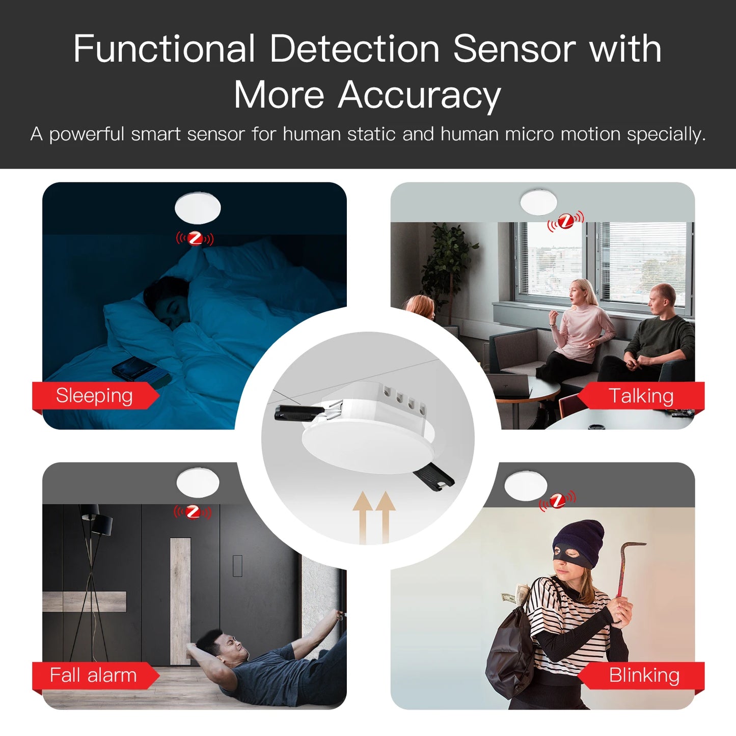Tuya – détecteur intelligent de présence humaine ZigBee/WiFi, capteur de détection Radar, fonction photométrique 2 en 1, Hub PIR de plafond Smart Life