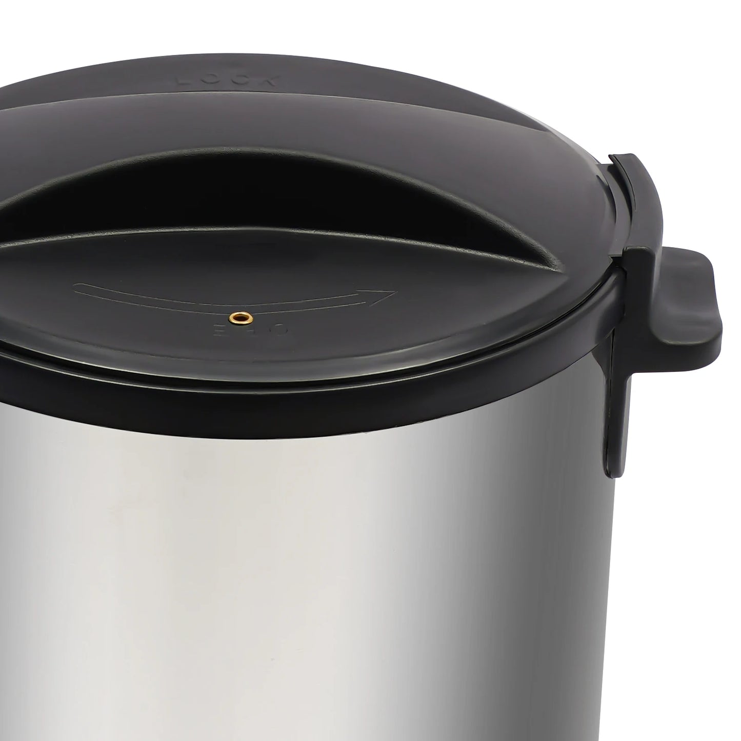 Gourde isotherme en acier inoxydable avec couvercle verrouillable noir, idéale pour boisson chaude ou froide