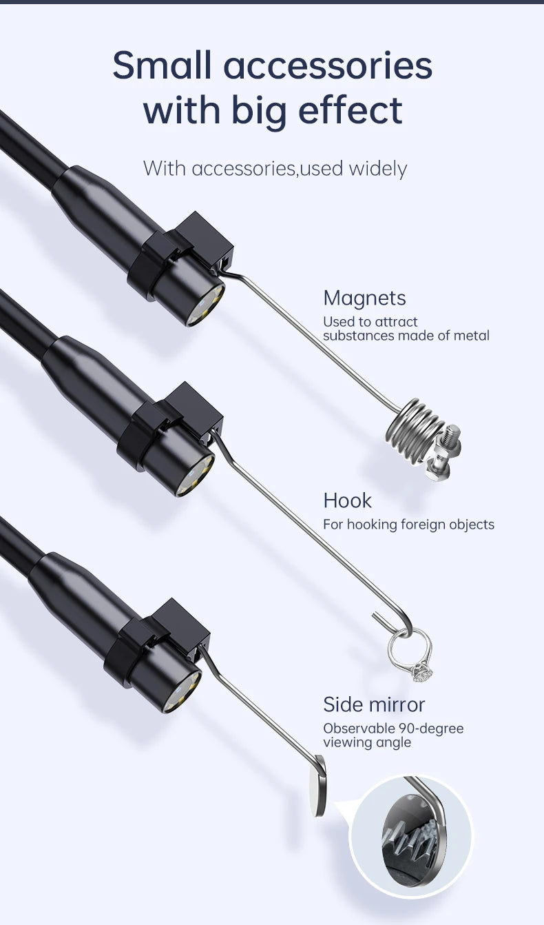 Caméra endoscopique industrielle HD1080P, 8mm, écran IPS 4.3 pouces, 1080P, pour inspection de tuyaux, réparation automobile, étanchéité IP67, 8 LED
