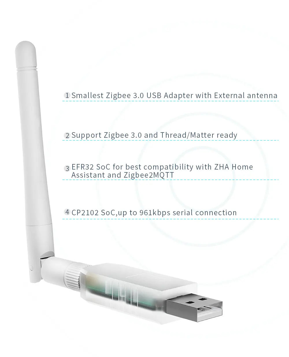 Adaptateur USB Zigbee 3.0 SMLIGHT SLZB-07, le plus petit filetage/matteur fonctionne avec Zigbee2MQTT, Assistant domestique, ZHA