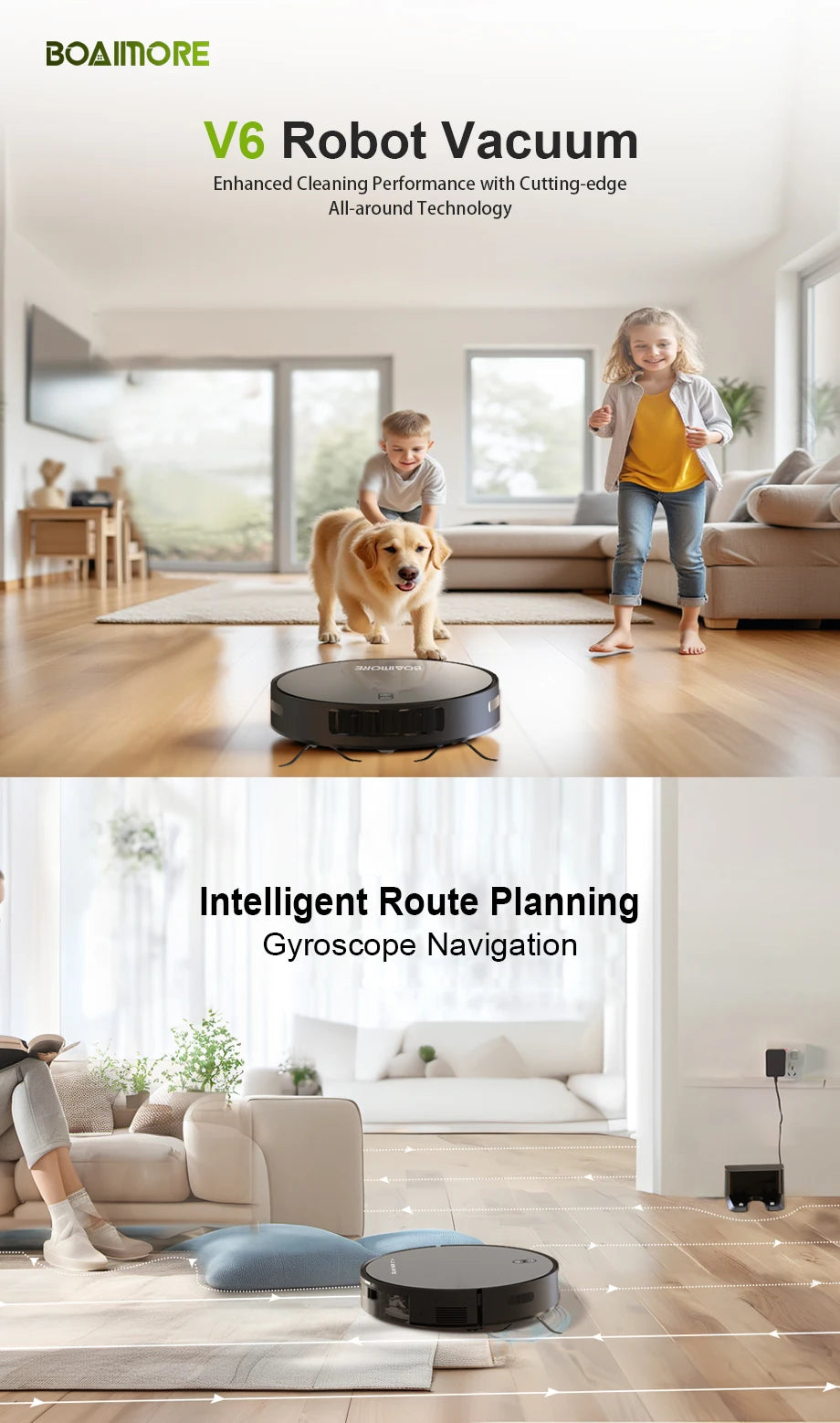 Robot aspirateur combiné serpillière, aspiration robotisée 6000PA, contrôle WiFi/voix, recharge automatique, poils d'animaux pour le nettoyage domestique robotisé