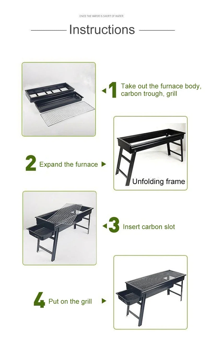 Nouveau grand Barbecue Barbecue gril pliant Portable charbon de bois Camping en plein air pique-nique brûleur pliable charbon de bois Camping Barbecue four