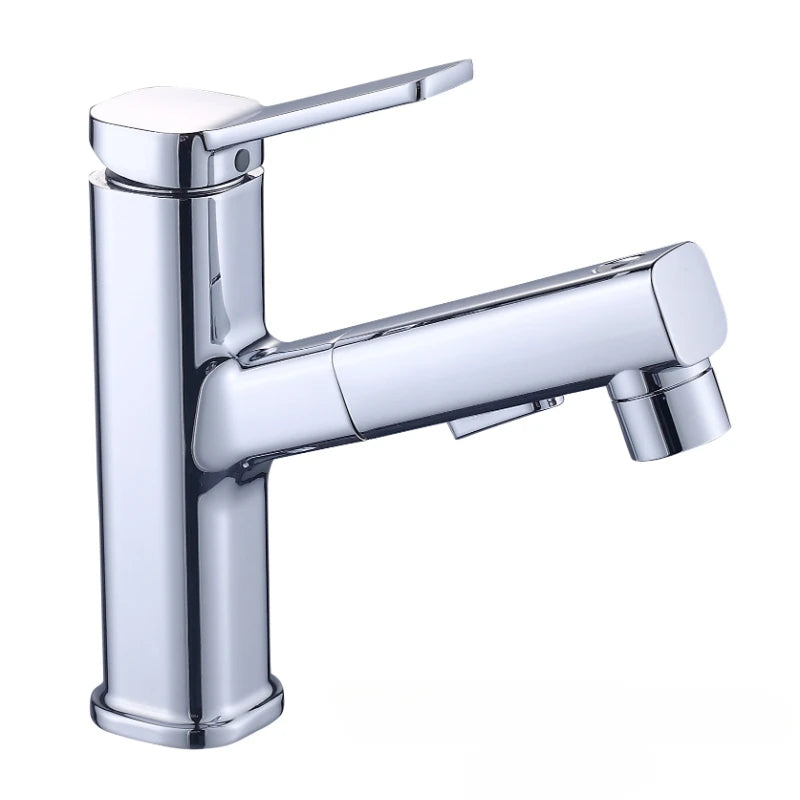Robinet de lavabo en laiton chaud et froid, pulvérisateur à jet à 3 fonctions, pour salle de bains, poignée unique, double trou, mitigeur d'évier extractible