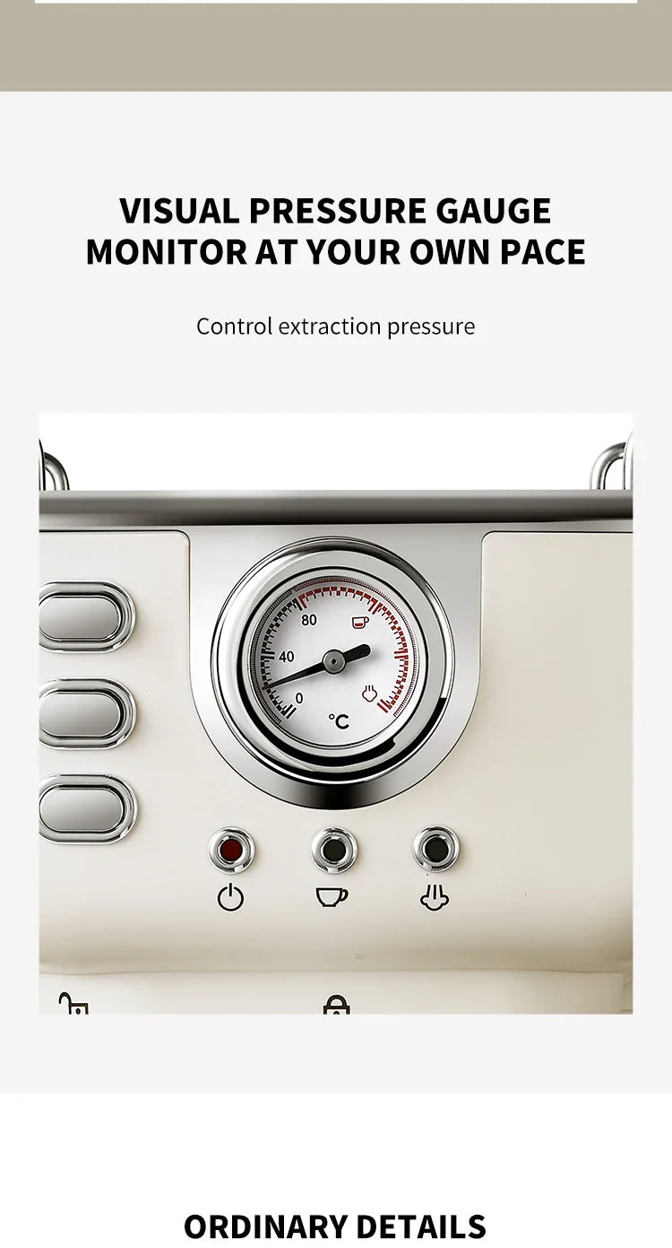 Machine à café expresso italienne 220V, en acier inoxydable, semi-automatique, mousseur à lait Commercial, pour le bureau