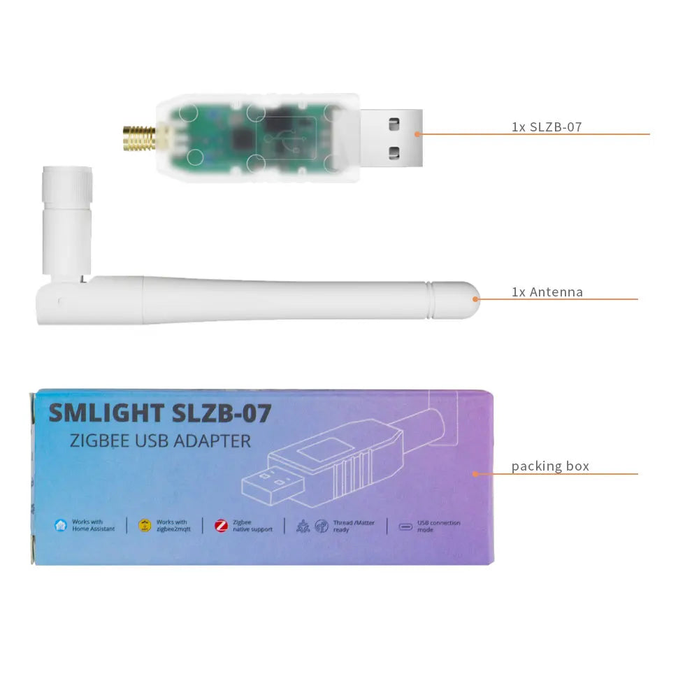Adaptateur USB Zigbee 3.0 SMLIGHT SLZB-07, le plus petit filetage/matteur fonctionne avec Zigbee2MQTT, Assistant domestique, ZHA