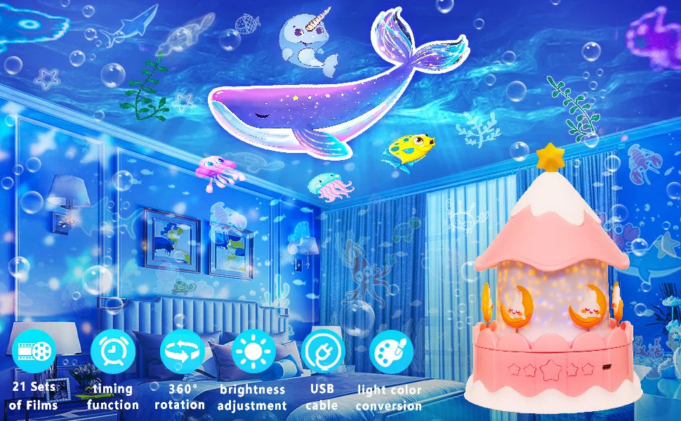 Projecteur de ciel étoilé Galaxy 21 en 1 pour enfants, rotation à 360 °, minuterie, lampe, anniversaire, cadeaux de Noël, décor