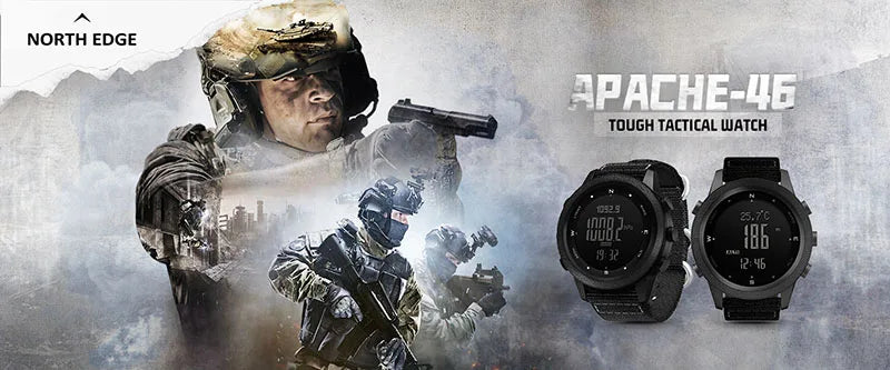 Montre tactique Apache-46 noire, robuste, pour militaire, affichage numérique, résistante, idéale pour missions exigeantes