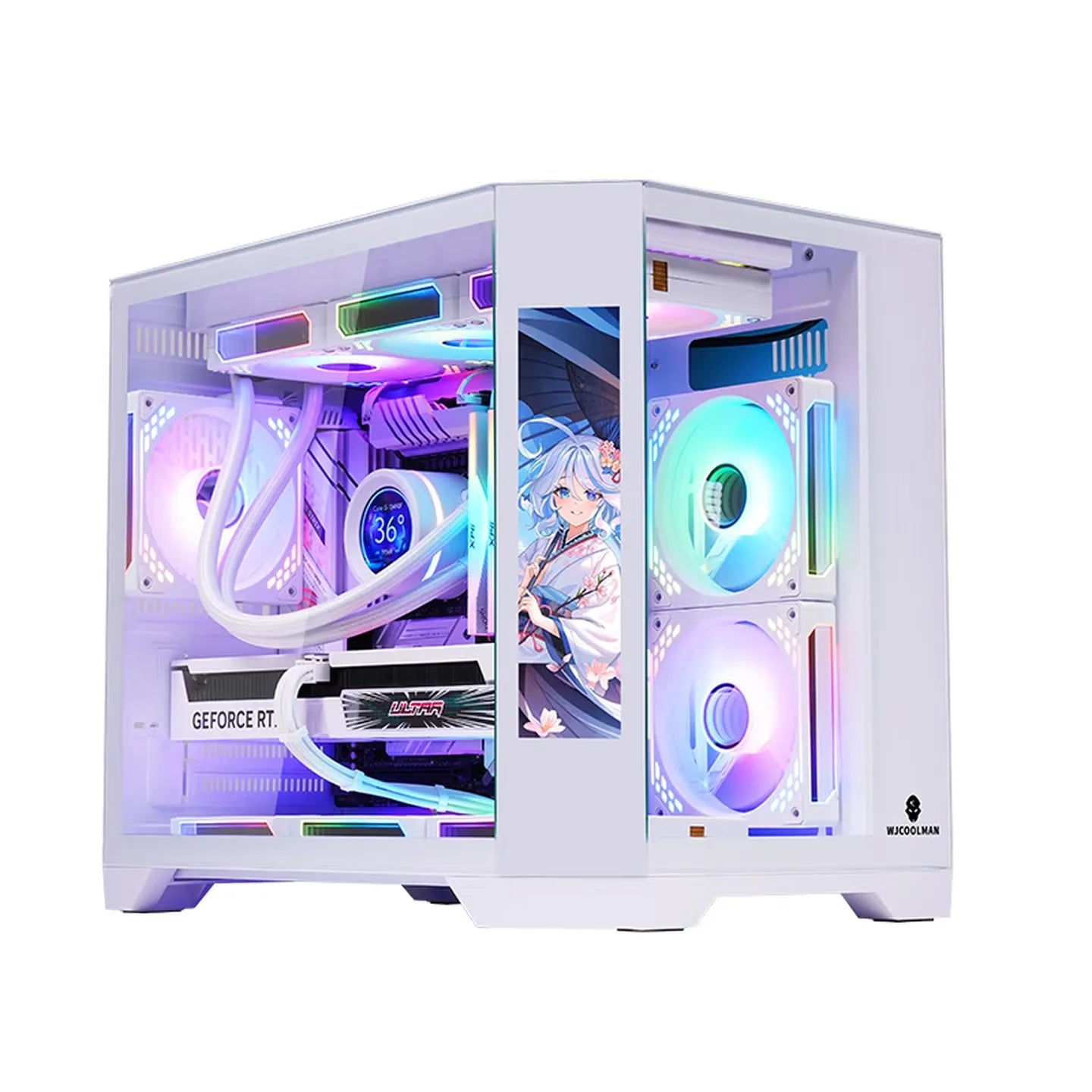 WJCOOLMAN Dreamer version écran secondaire vue sur la mer boîtier d'ordinateur M-ATX boîtier d'ordinateur de bureau prend en charge 360 refroidissement par eau