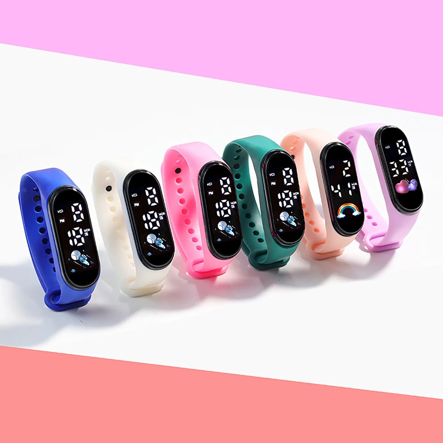 Montre connectée Kawaii pour enfants, mode, extérieur, étanche, sport, montres pour garçons et filles, montres numériques, silicone, montre enfant