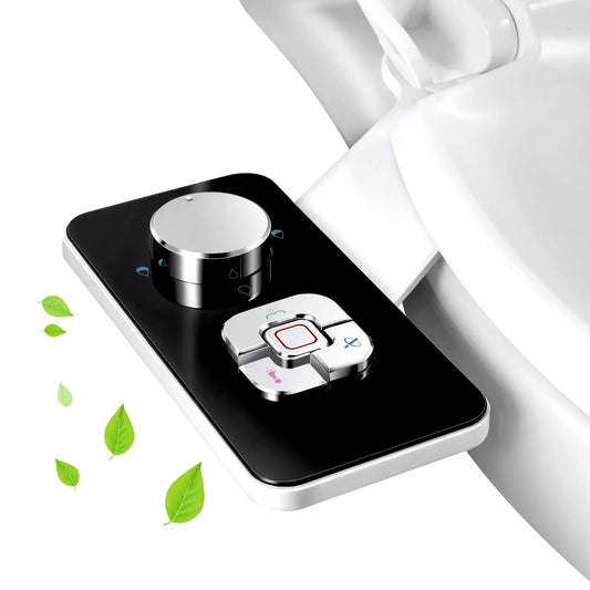 Buse de toilette intelligente avec commande tactile et jets d'eau, design moderne noir et argent