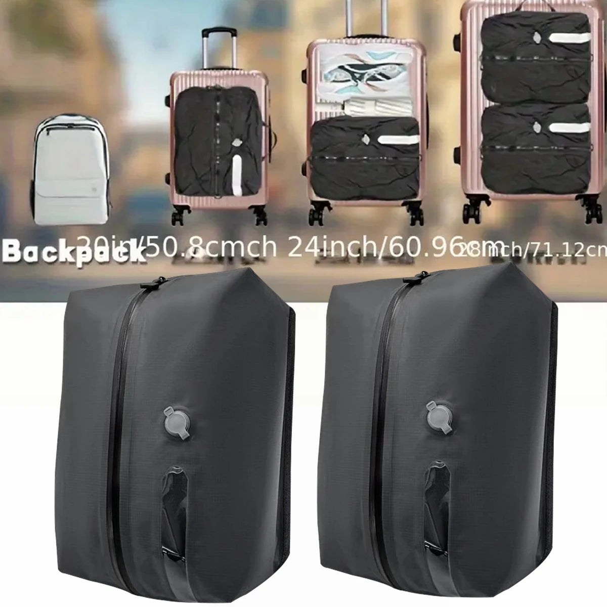 Sac de Compression sous vide, sac de rangement de bagages de voyage, sac de rangement de vêtements, sac d'air étanche pour sac à dos, sacs de cabine de Camping
