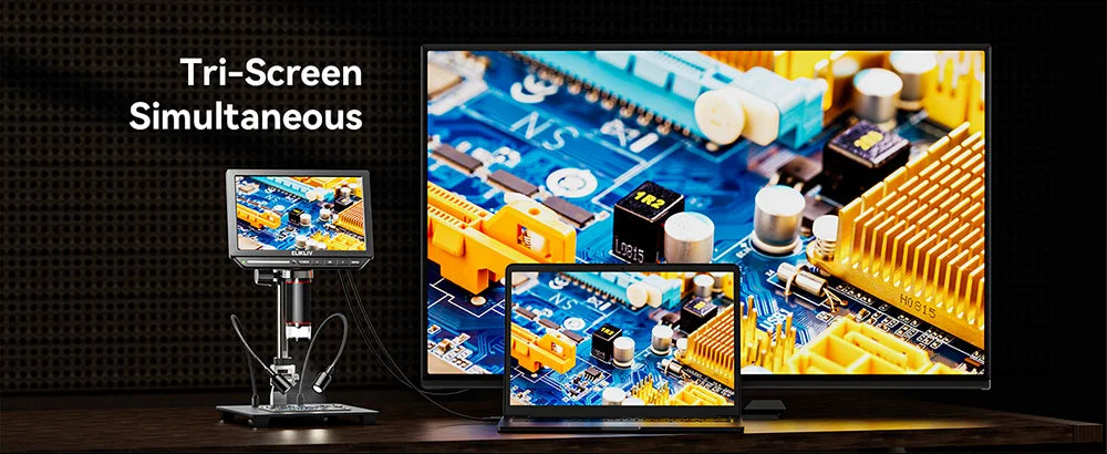 Elikliv EM4K 4K HDMI Microscope numérique pour l'électronique 8 "2000X Microscope à souder pour la réparation d'inspection de PCB avec support 10"