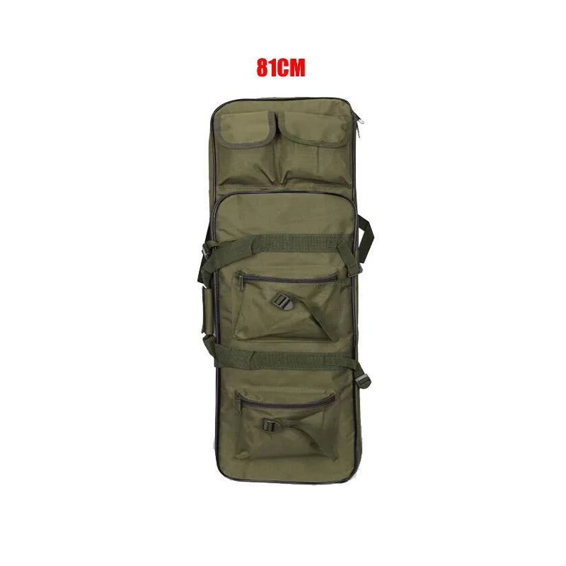 Sac de transport tactique vert olive 81 cm, étui robuste pour fusil avec multiples poches et sangles