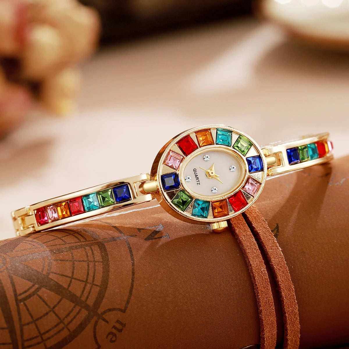 Montres de luxe en strass pour femmes, Bracelet à la mode, montre à Quartz pour dames, horloge cadeau pour filles (sans boîte)